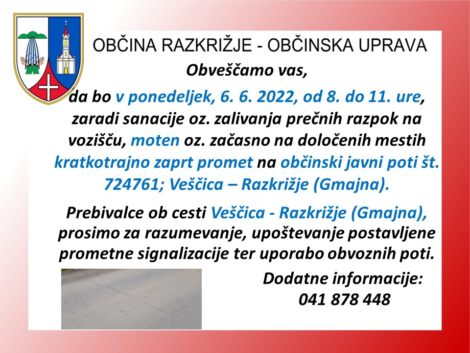 SANACIJA LINIJSKIH RAZPOK NA OBČINSKI CESTI-GMAJNA 6.6.2022